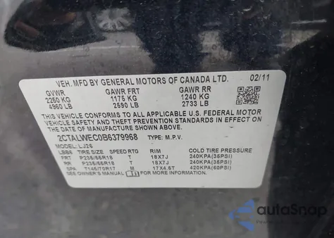 2011 GMC Terrain Slt-2 from USA, damaged, VIN 2CTALWEC0B6379968